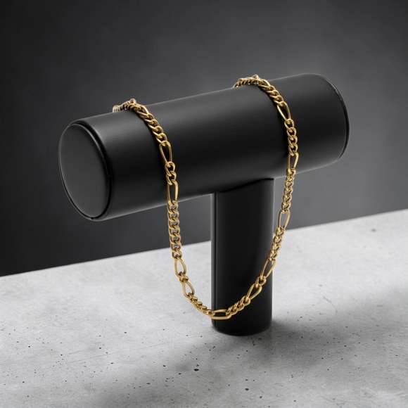 14KGP Stamp Yellow Gold Plated Classic Figaro Style 7.5" Chain Bracelet Vintage - Picture 16 of 16